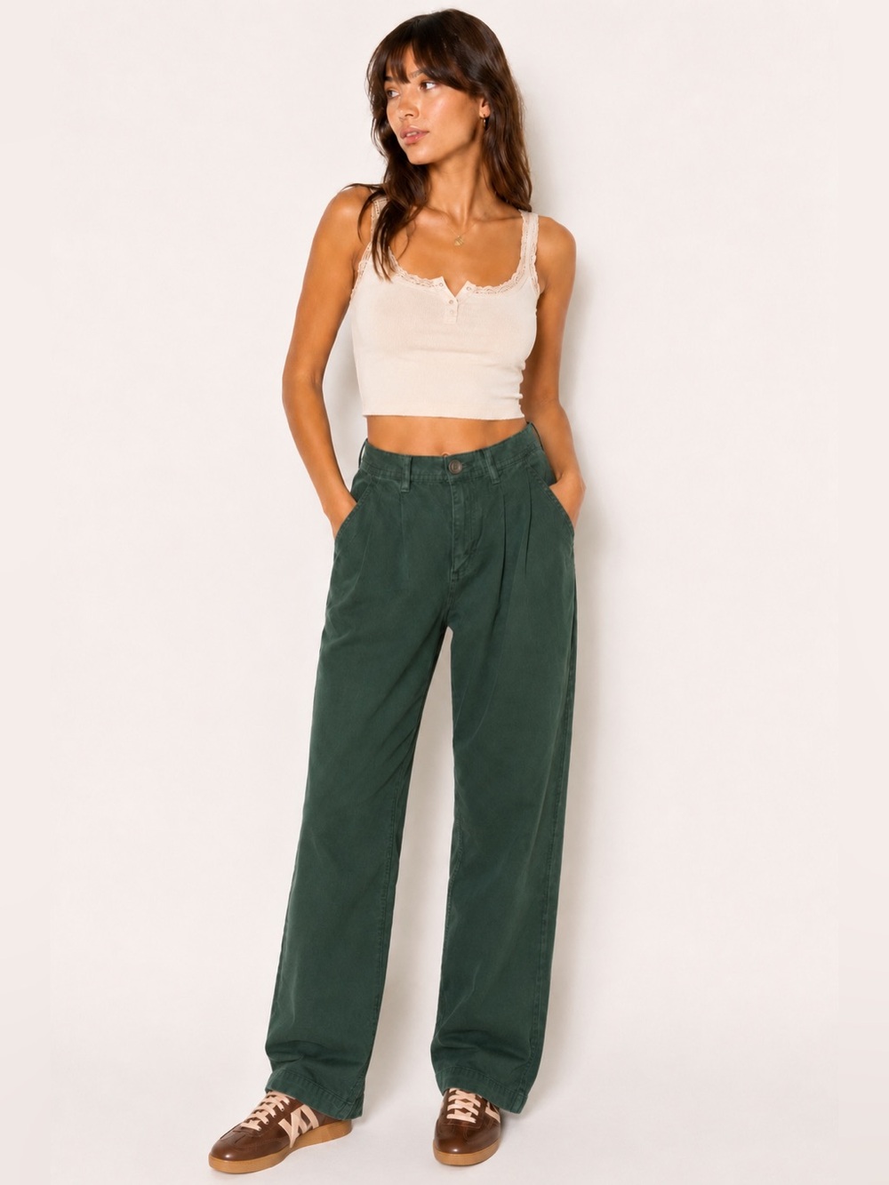 Free People Cya Later Skate Trouser Pants Forest Green Size 0 NWT - Picture 1 of 11